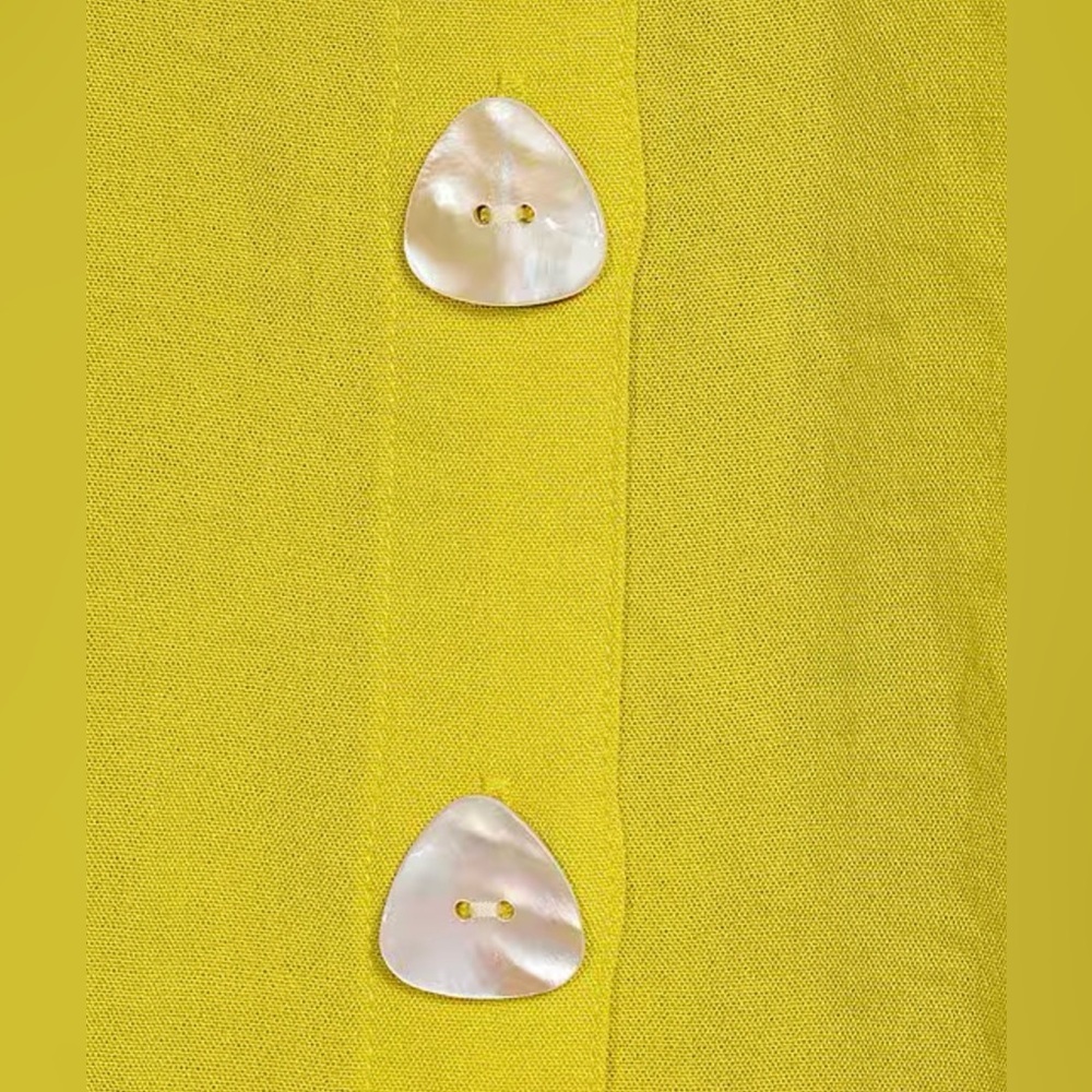 🌼 John Mark Yellow Button Tunic Top Small Boho C… - image 4